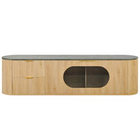 TV STOLEK vzhled dřeva a sklo moderní 172 cm design - přírodní, kompozitní dřevo (172/45.5/38cm) - Urban Meuble