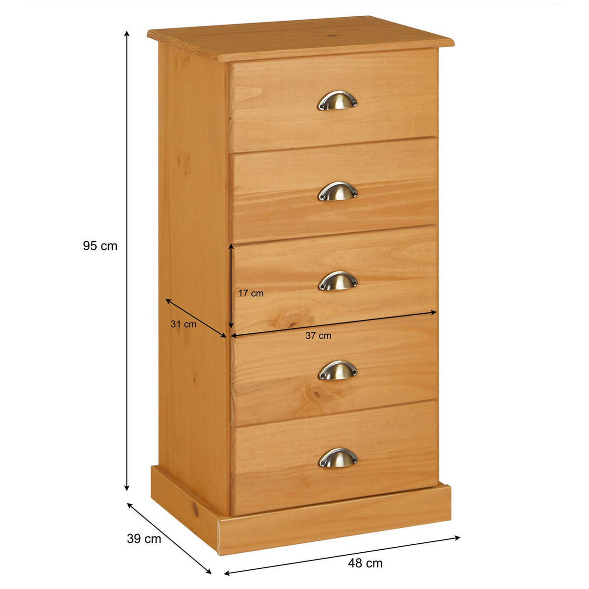 KOMMODE PARIS - Braun, Holz (48/95/39cm) - IDIMEX