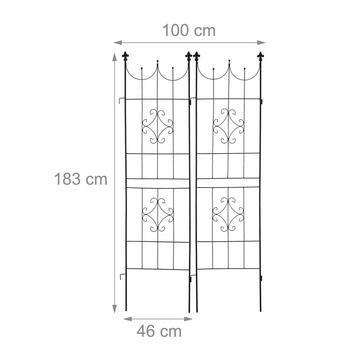 2XRANKGITTER - Schwarz, Metall (46/183/1cm) - Relaxdays