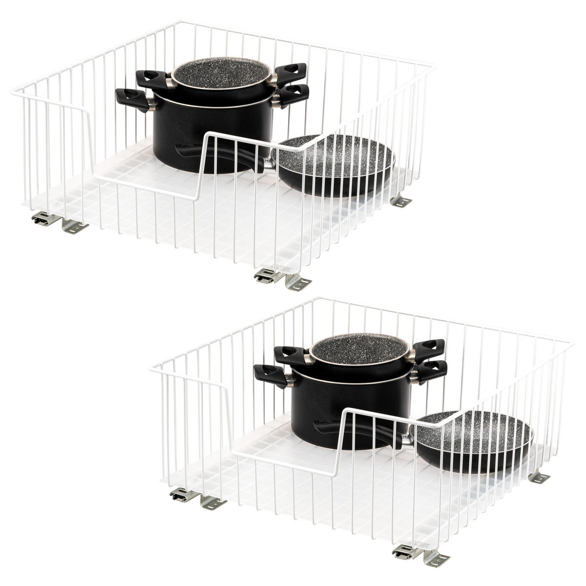 SCHRANK-KORBAUSZUG 50 cm, weiß, Metall - Weiß, Metall (50/23/50.5cm) - bremermann