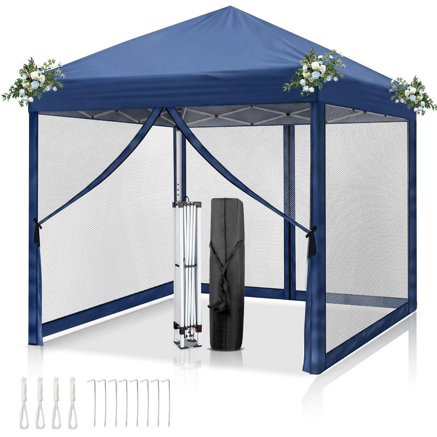 FALTPAVILLON 3x3 m mit Moskitonetzen Blau - Blau, Textil (300/245/300cm)