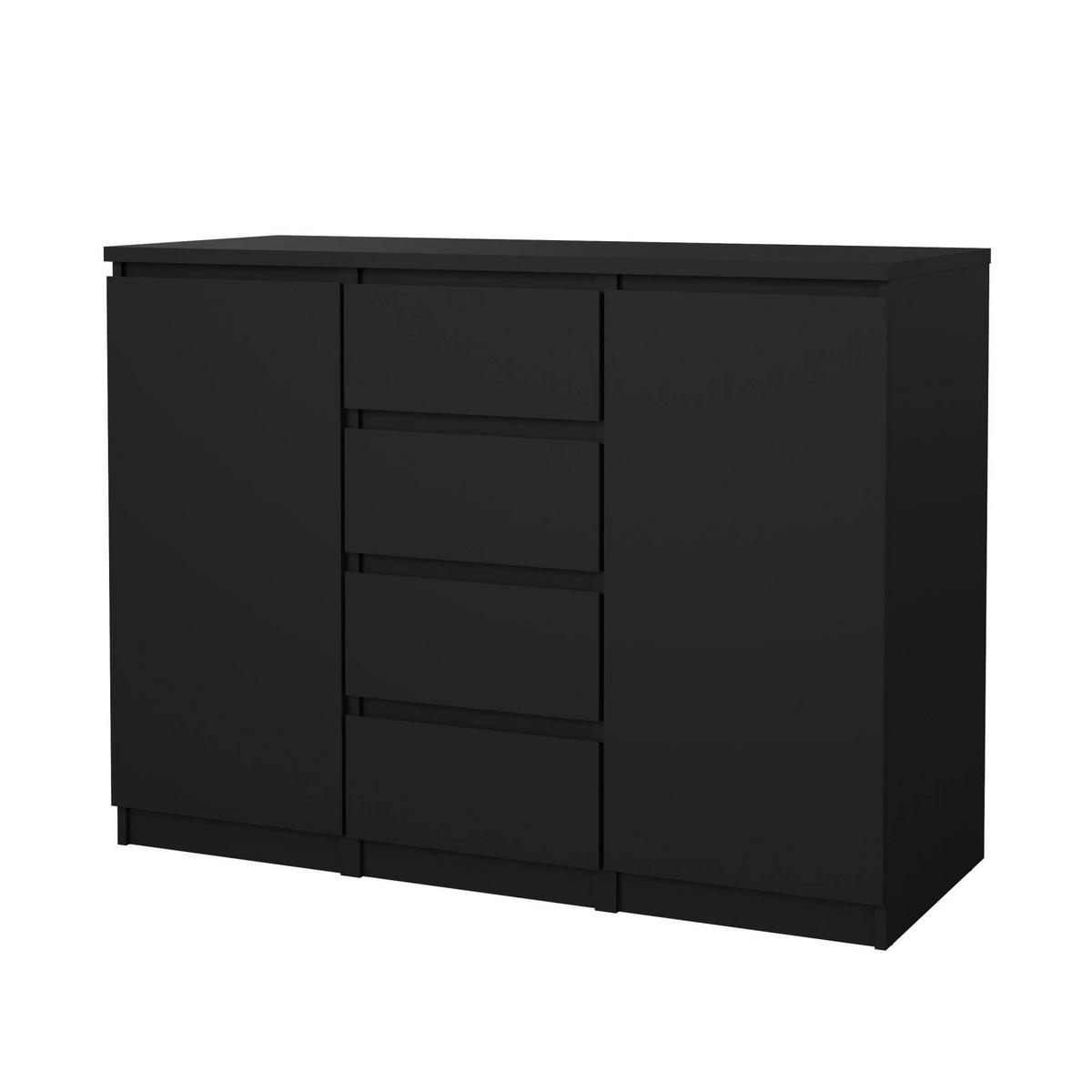 KOMMODE Schwarz 50/120.8/90.7 cm - Schwarz, Holzwerkstoff (120.8/90.7/50cm) - DMORA