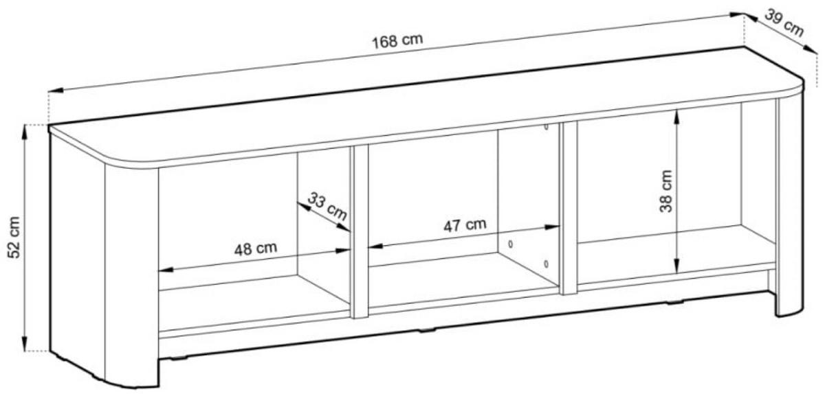 TV-LOWBOARD Kaschmir BALI Drei Türen Gerundete Formen - Ecru, Holzwerkstoff (168/52/39cm) - Sepro Meble
