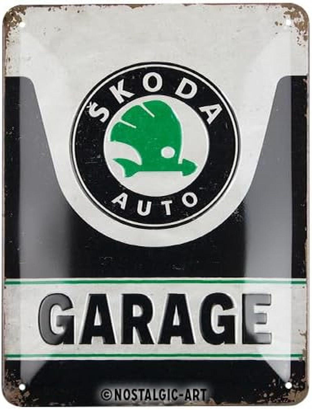 BLECHSCHILD 15/20 cm Skoda Garage - Multicolor, Metall (15/20/0.5cm) - Nostalgic-Art