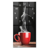 WANDUHR 30x60 cm - Orchidee - Rot, Glas (30/60/0.4cm) - TULUP