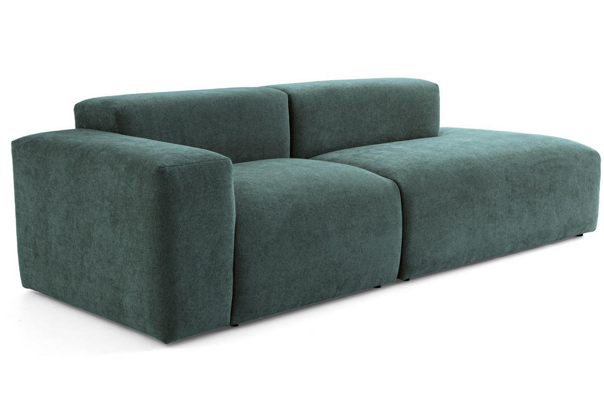 3-SITZER modulares Sofa HEAVEN SET 1 Rechts, Breite 255 cm Webstoff Dunkelgrün - Dunkelgrün/Schwarz, Holz/Kunststoff (102/71/255cm) - Muffo