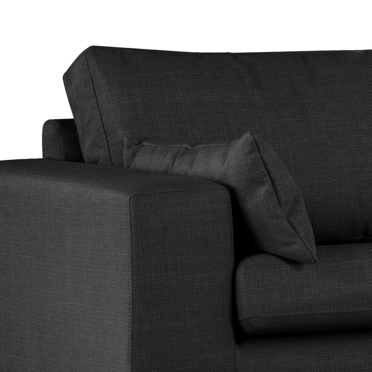 ECKSOFA mit Ottomane - Eichefarben/Schwarz, Eichenholz/Textil (287/219cm) - home24