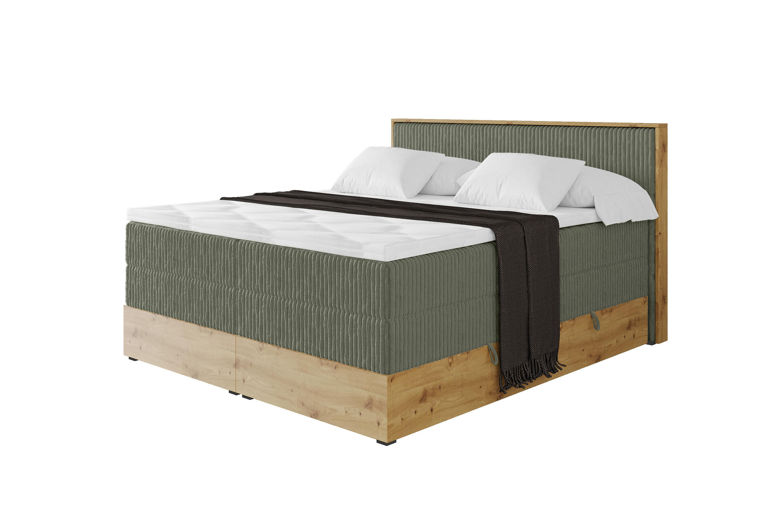 BOXSPRINGBETT LOLLI9 -KING 180x200 - H3/H4 Olivgrün - Olivgrün, Holzwerkstoff (180/200cm) - ALTDECOR