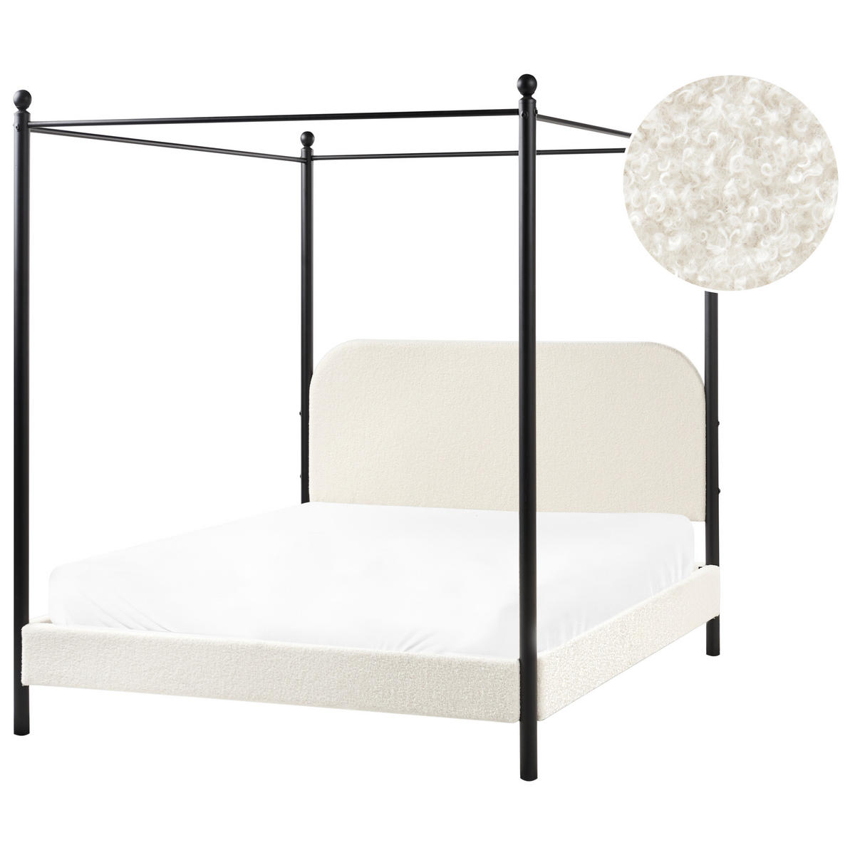 HIMMELBETT 140x200 cm Weiß Dannemois - Creme, Textil (140/200cm) - Beliani