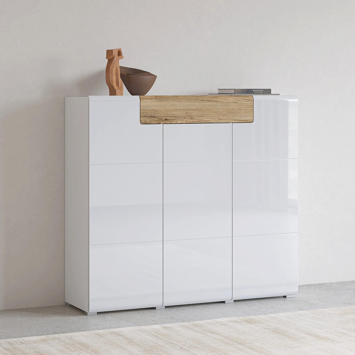 SIDEBOARD Jules Weiß und Holz - Weiß, Holzwerkstoff (147/131/39cm) - Petits-meubles