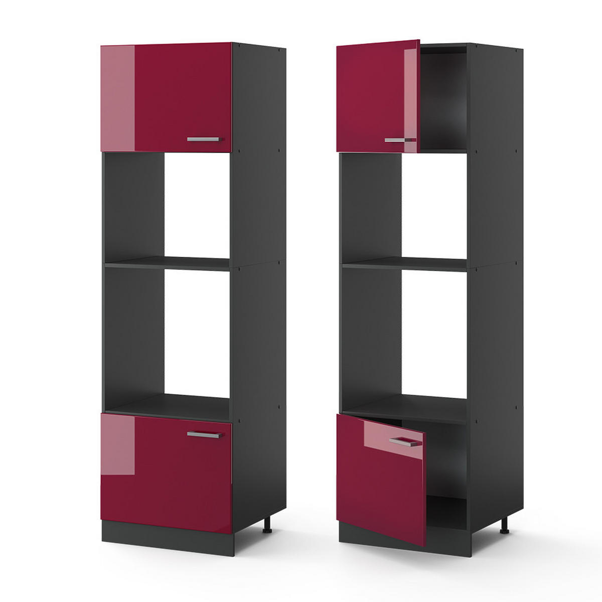 MIKROWELLENSCHRANK R-Line Rot Hochglanz 60 cm - Anthrazit/Rot, Holzwerkstoff (60/206.8/57.2cm) - Vicco