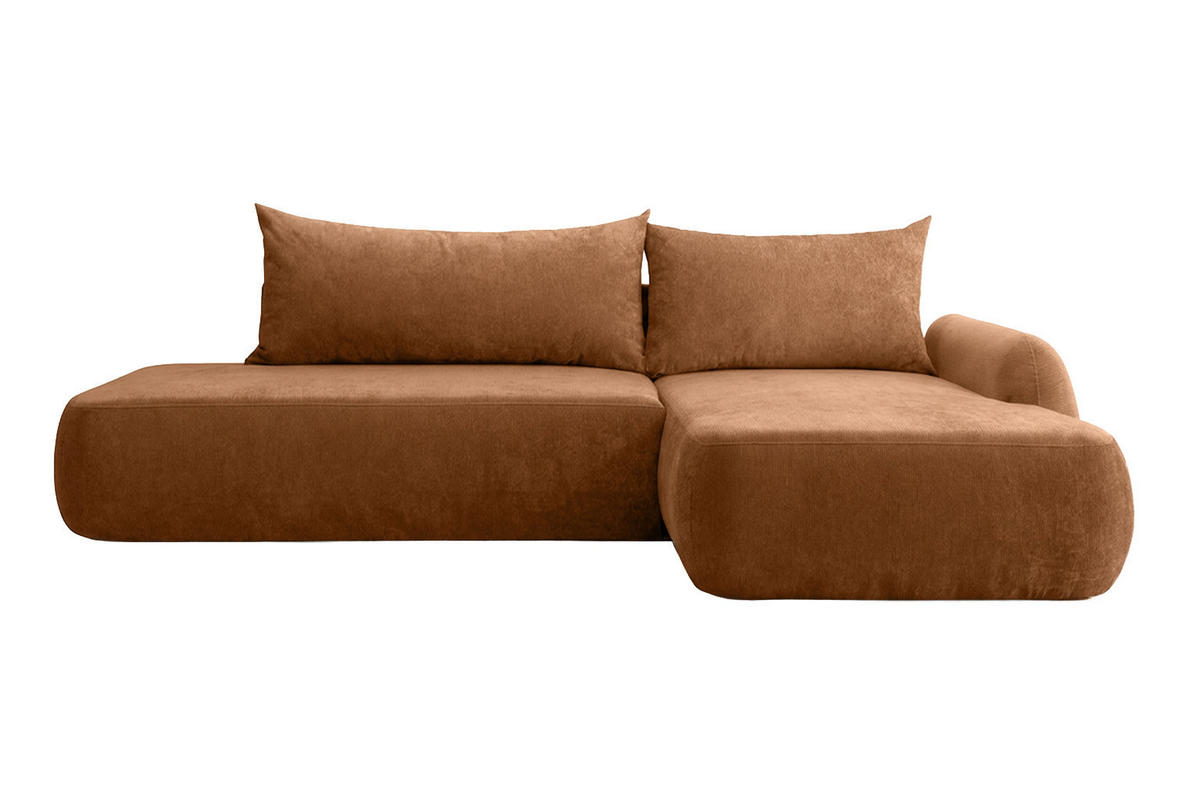 ECKSOFA Mit Schlaffunktion Und Bettkasten, Velvet-Stoff Vena, Honigfarbe, Rechts, HELA I - Honig, Holz (302/184cm) - Kaiser Möbel