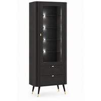 VITRINE mit 2 Schubladen, Schwarz, 78,4 x 40 x 192,4 cm - Schwarz, Holzwerkstoff (78.4/192.4/40cm) - 3XE LIVING