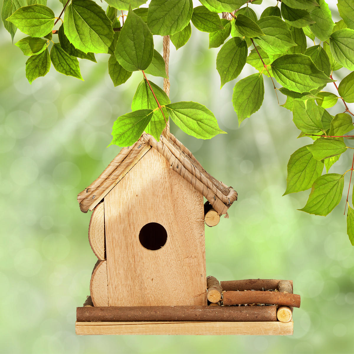 DEKO-VOGELHAUS - Braun, Holz (21/21/12.5cm) - Relaxdays