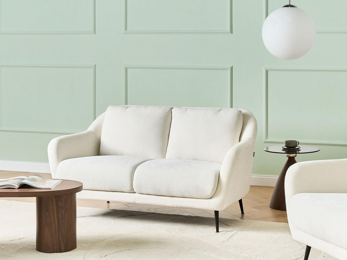 POHOVKA 2-místná Žinylková látka Bílá Eiby - bílá, textil (130/80/90cm) - Beliani