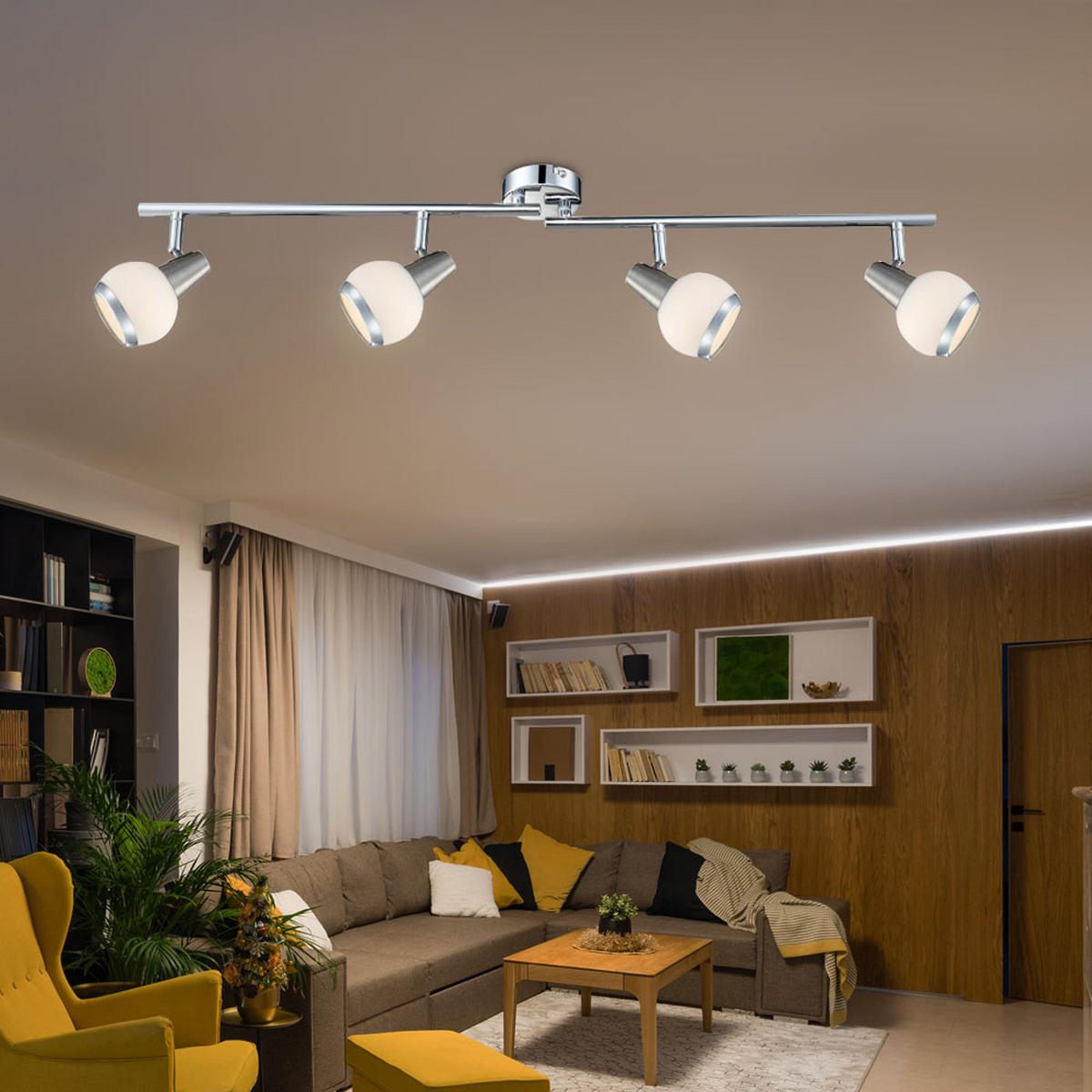 LED DECKENLEUCHTE KARDE Chrom Silber - Silberfarben, Glas (80/8/15cm) - Globo Lighting