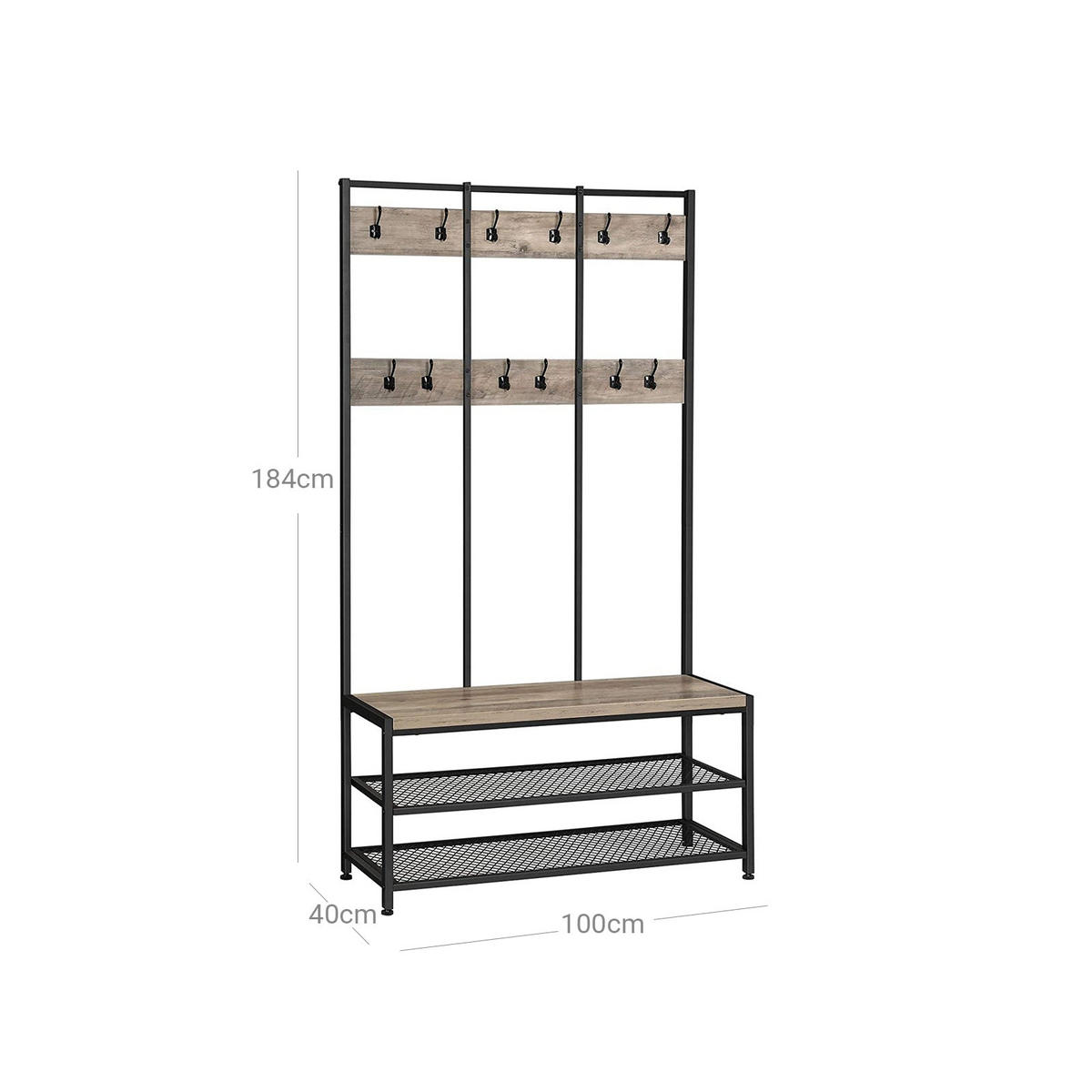 GARDEROBENSTÄNDER - Schwarz, Holzwerkstoff (100/184/40cm) - Hansiro