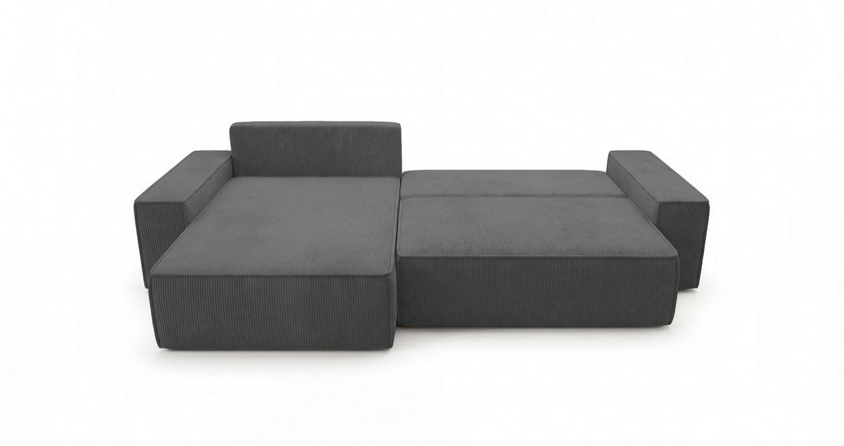 ECKSOFA California mit Schlaffunktion Hellgrau Links - Grau, Textil (280/185cm) - Cornero