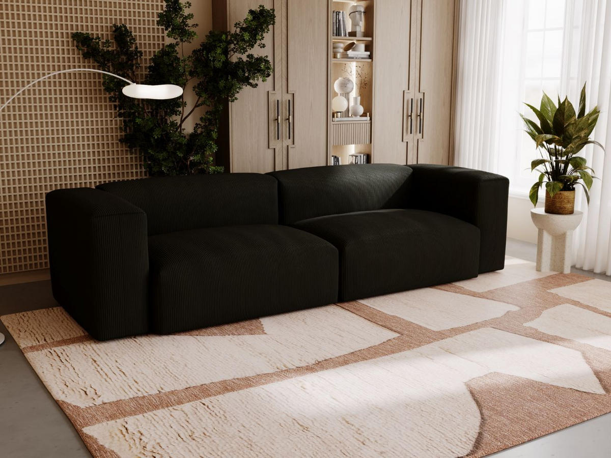 SOFA 240/85/80 Schwarz Landi - Schwarz, Kunststoff/Textil (240/85/80cm) - Graingold