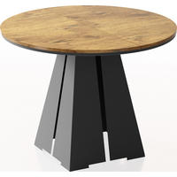 ESSTISCH Kova runder ausziehbarer, Lancelot Eiche 100-180/100/76 cm - Eichefarben/Schwarz, Holzwerkstoff/Metall (100/100/76cm) - WFL GROUP