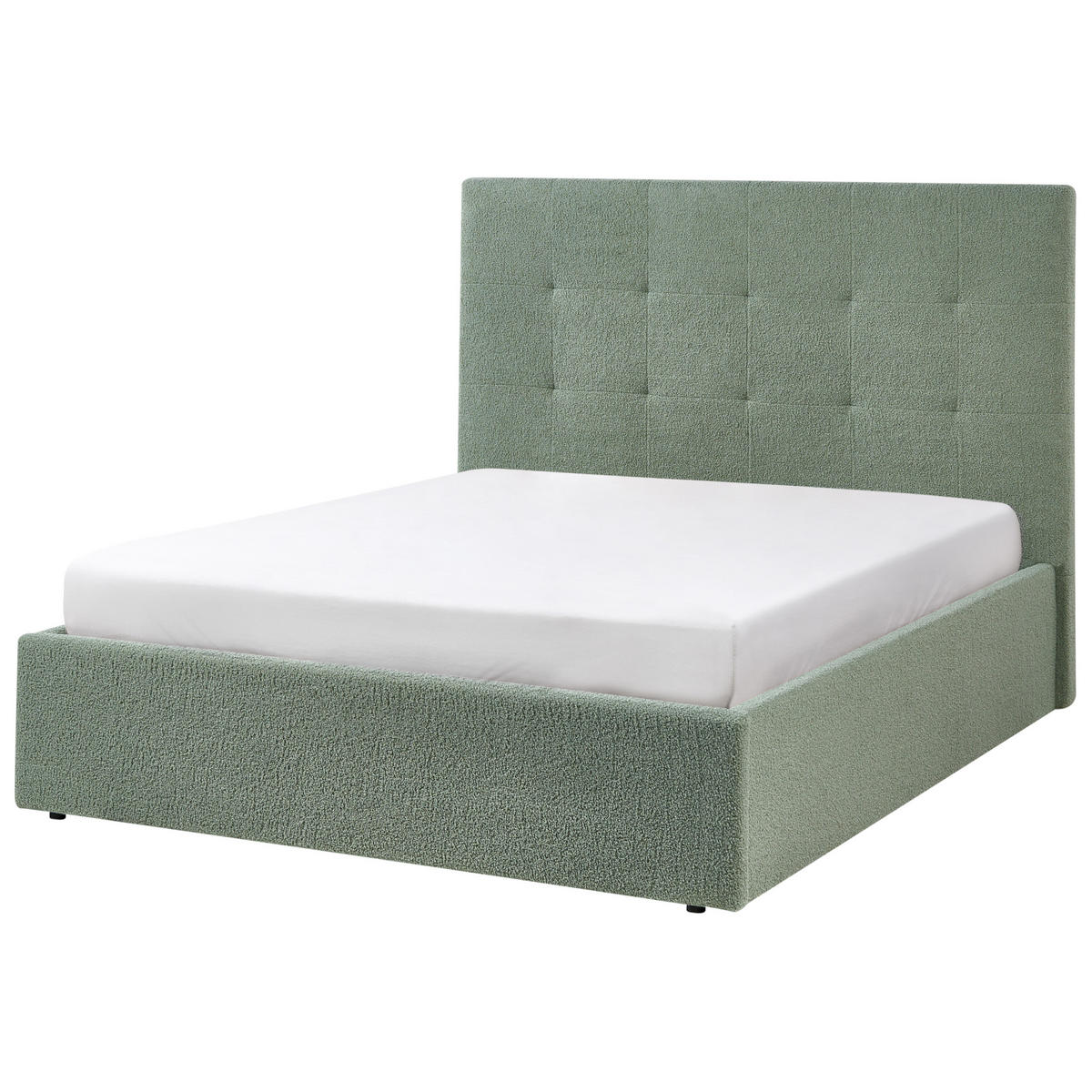POSTELJA s prostorom za shranjevanje 140/200 bouclé zelena Lorient - zelena, tekstil (140/200cm) - Beliani