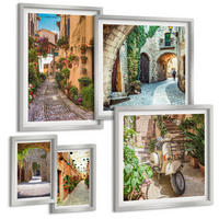 BILDER SET 5er Set - 50x50 cm & 20x30 cm & 40x60 cm Silberner Rahmen - Porträts von Frauen mit Lippen - Silberfarben, Kunststoff (40/60cm) - TULUP