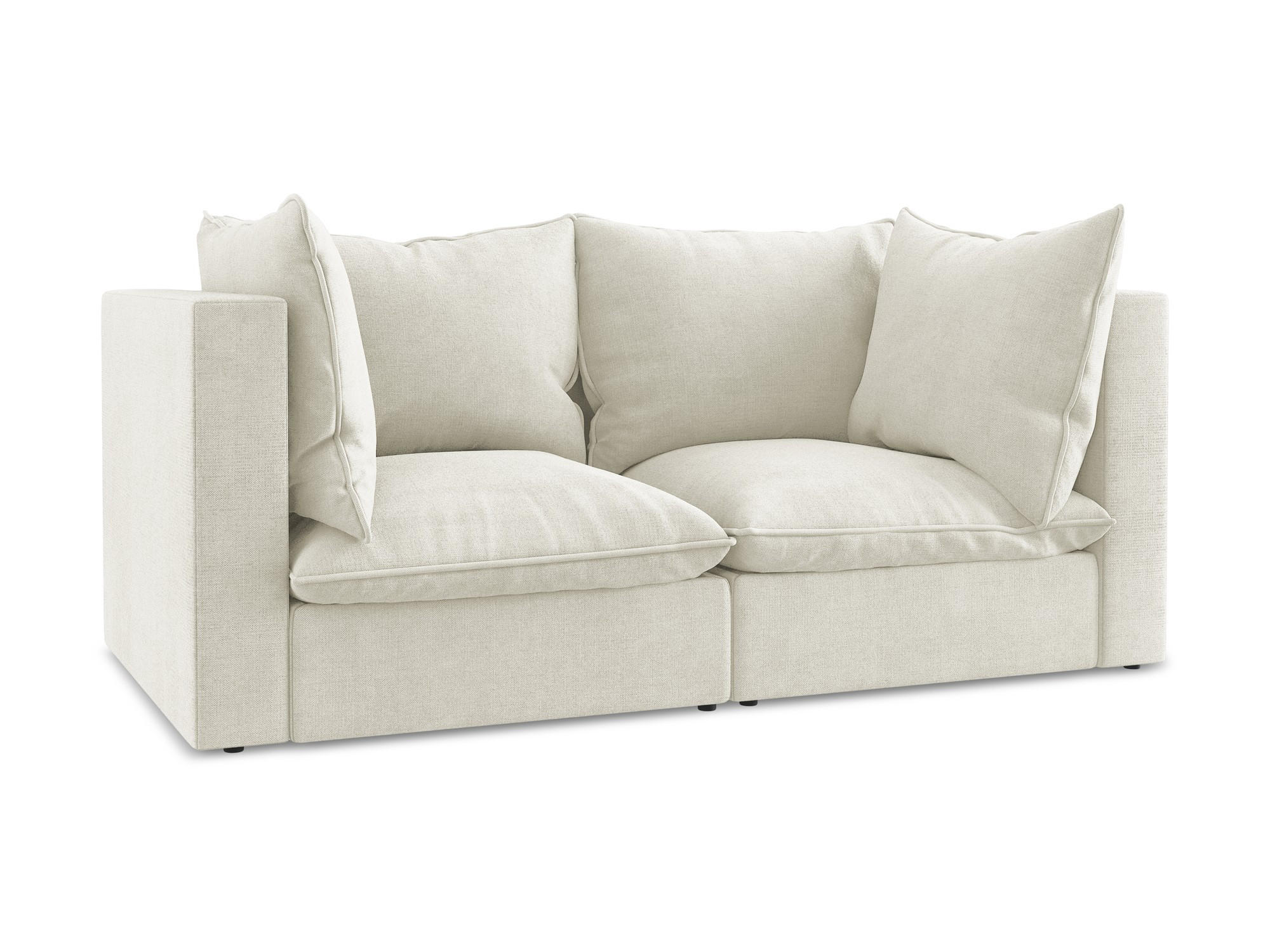 2-SITZER SOFA Strukturstoff Beige - Beige/Schwarz, Holzwerkstoff/Kunststoff (180/77/90cm) - Makamii