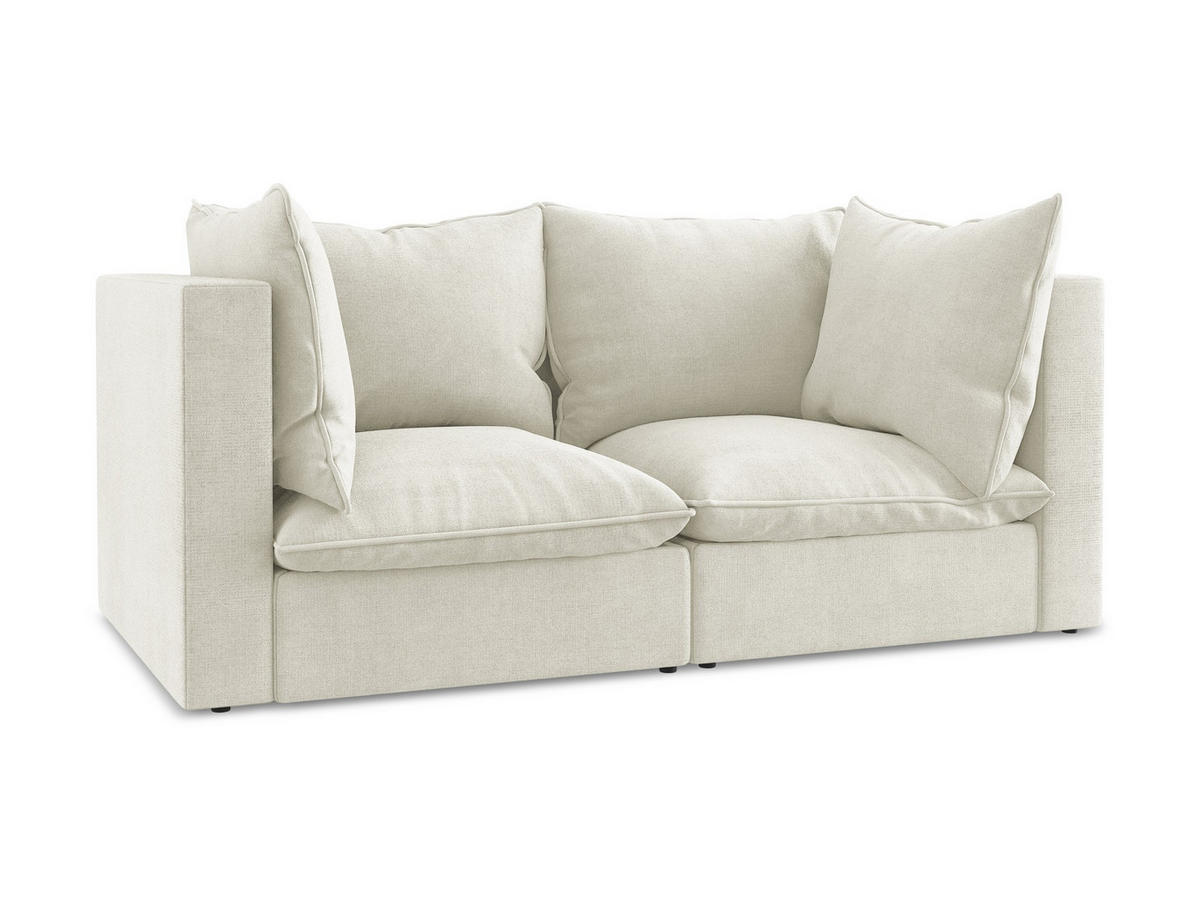 2-SITZER SOFA Strukturstoff Beige - Beige/Schwarz, Holzwerkstoff/Kunststoff (180/77/90cm) - Makamii