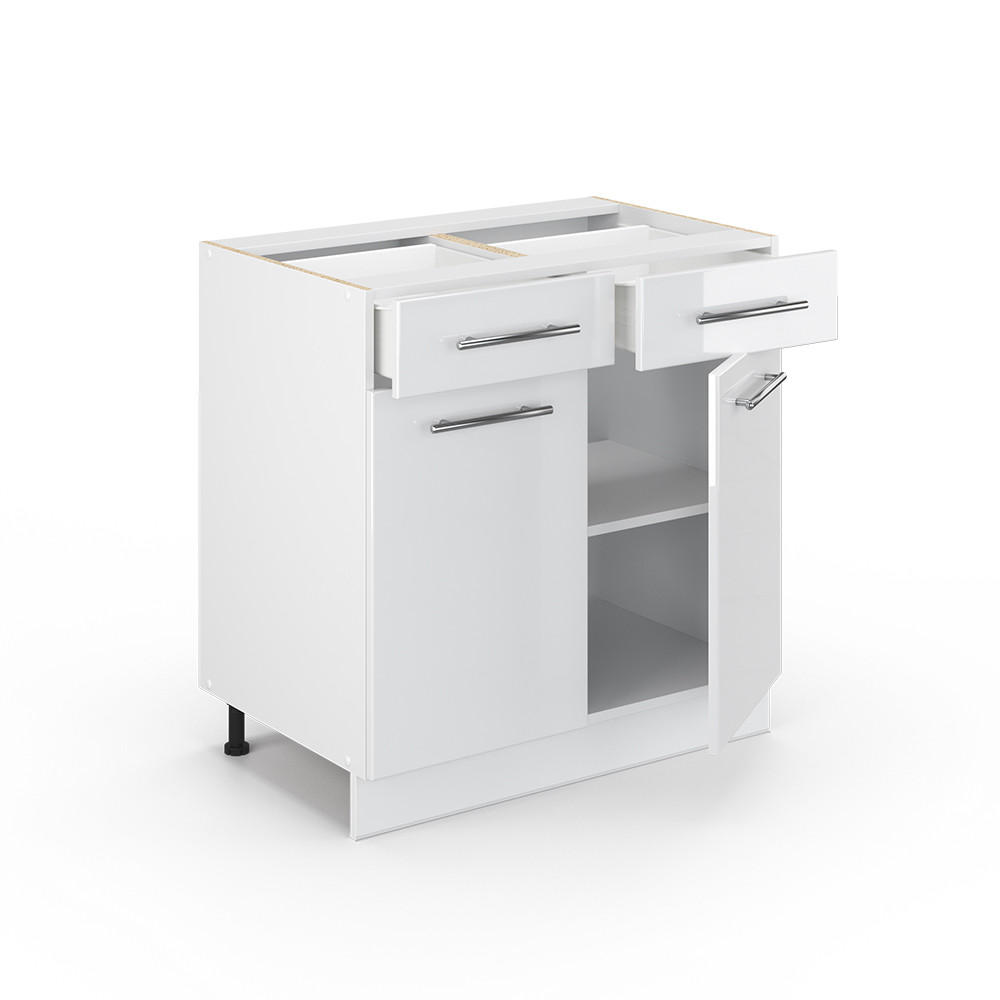 KÜCHENUNTERSCHRANK Fame-Line Weiß Hochglanz 80 cm ohne AP - Weiß Hochglanz/Weiß, Holzwerkstoff (80/82/51.6cm) - Vicco