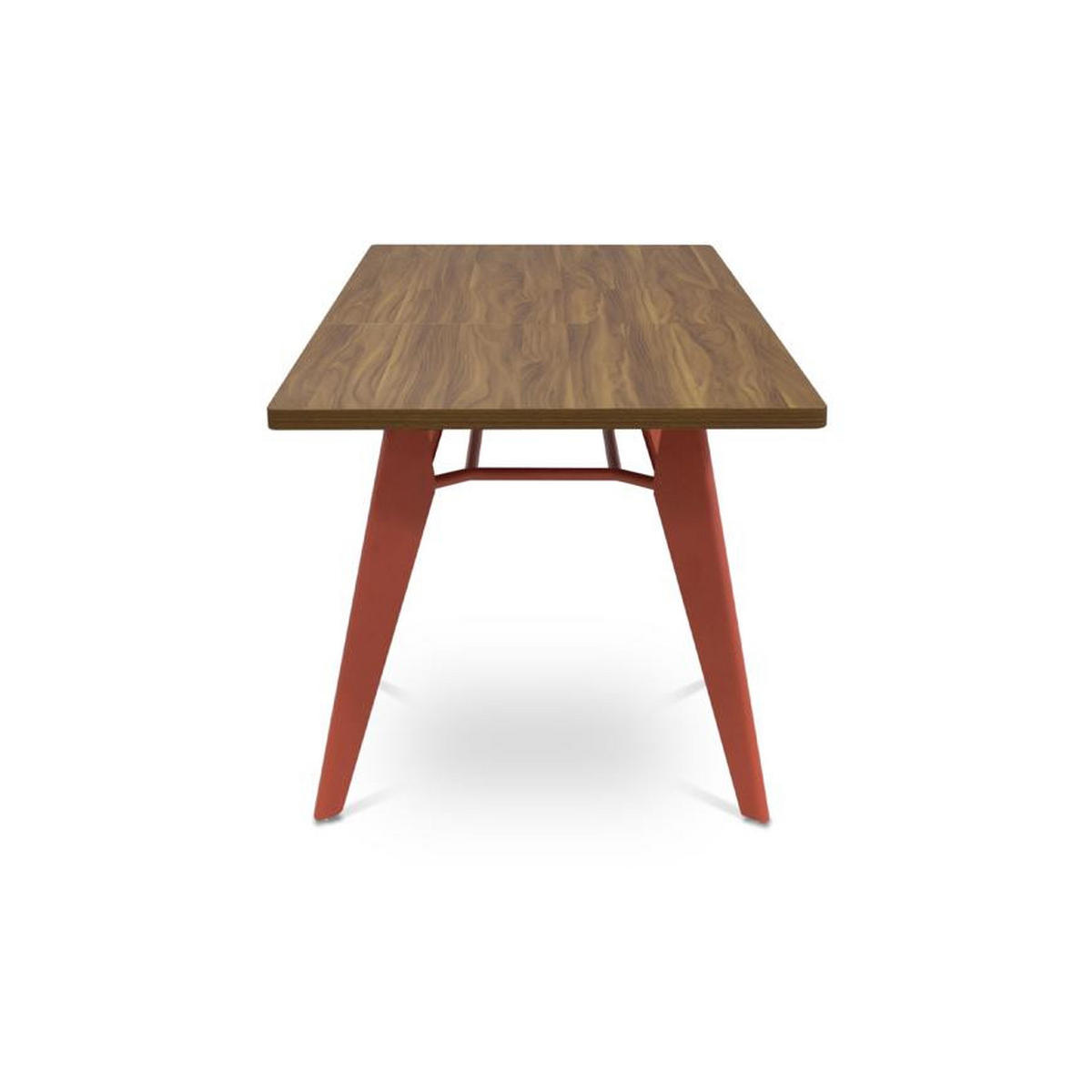 ESSTISCH ausziehbar 140/180cm Metallbeine Terracotta und Tischplatte Nussbaum-Optik Meloe - Terracotta/Nussbaumfarben, Holzwerkstoff/Metall (90/140/76cm) - Sicaan