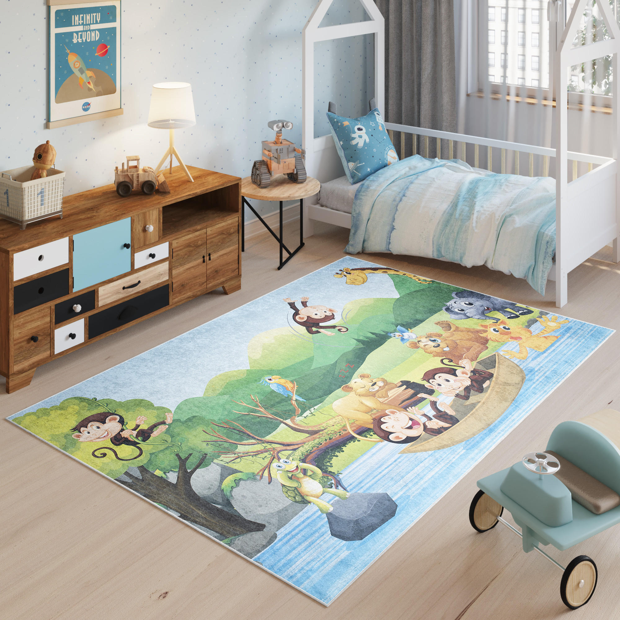 Thumbnail - Tapiso Teppich, Blau, Kunststoff, 160x230 cm, Teppiche & Böden, Teppiche, Teppich Kinderzimmer