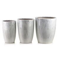 BLUMENTOPF Neva Marble 3er Set Weiß 37x37x45,5/30,5x30,5x42,5/24x24x40 cm Keramik - Weiß, Keramik (37/45.5cm) - Mondex