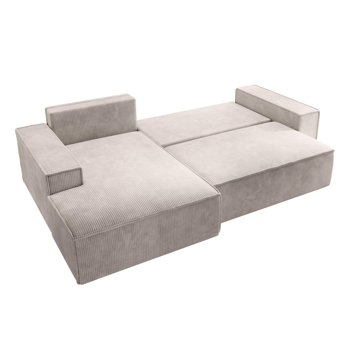 ECKSOFA Farese New Creme mit Cordbezug, links - Creme/Schwarz, Kunststoff/Textil (267/167cm) - Selsey