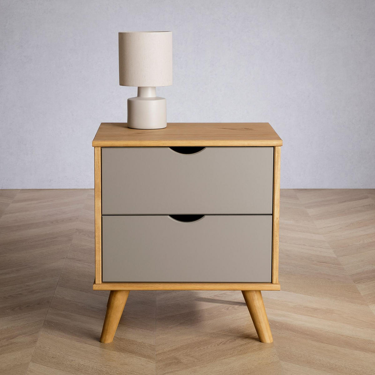NACHTTISCH COLIMA natur/grau - Naturfarben/Grau, Holz (50/46/40cm) - IDIMEX