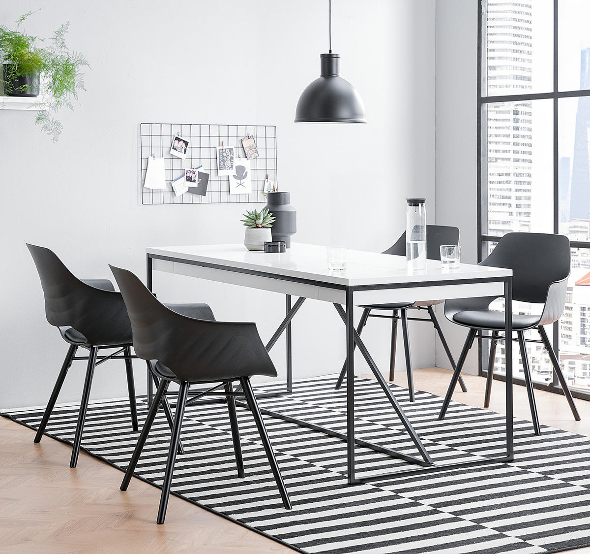 MULTIFUNKTIONSTISCH - Holzwerkstoff / Metall - Weiß, Holzwerkstoff/Metall (80/160/76cm) - home24
