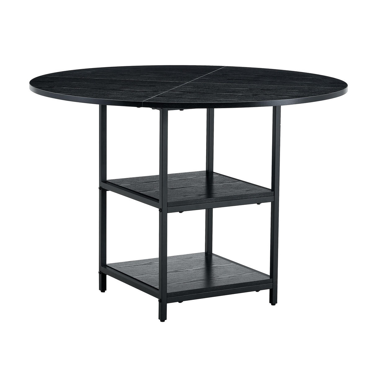 ESSTISCH 107/107/75 cm schwarz aus MDF und Metall mit 2 offenen Ablagen - Schwarz, Holzwerkstoff (107/107/75cm) - OKWISH