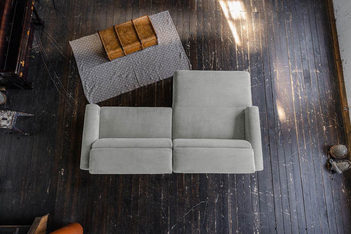 ECKSOFA LAISKA Hellgrau Cord - Hellgrau/Schwarz, Textil/Metall (282/177cm) - KAWOLA