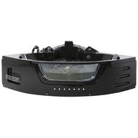WHIRLPOOL-BADEWANNE mit LED 155x214x60 cm schwarz Martinica - Schwarz, Kunststoff (155/60/214cm) - Beliani