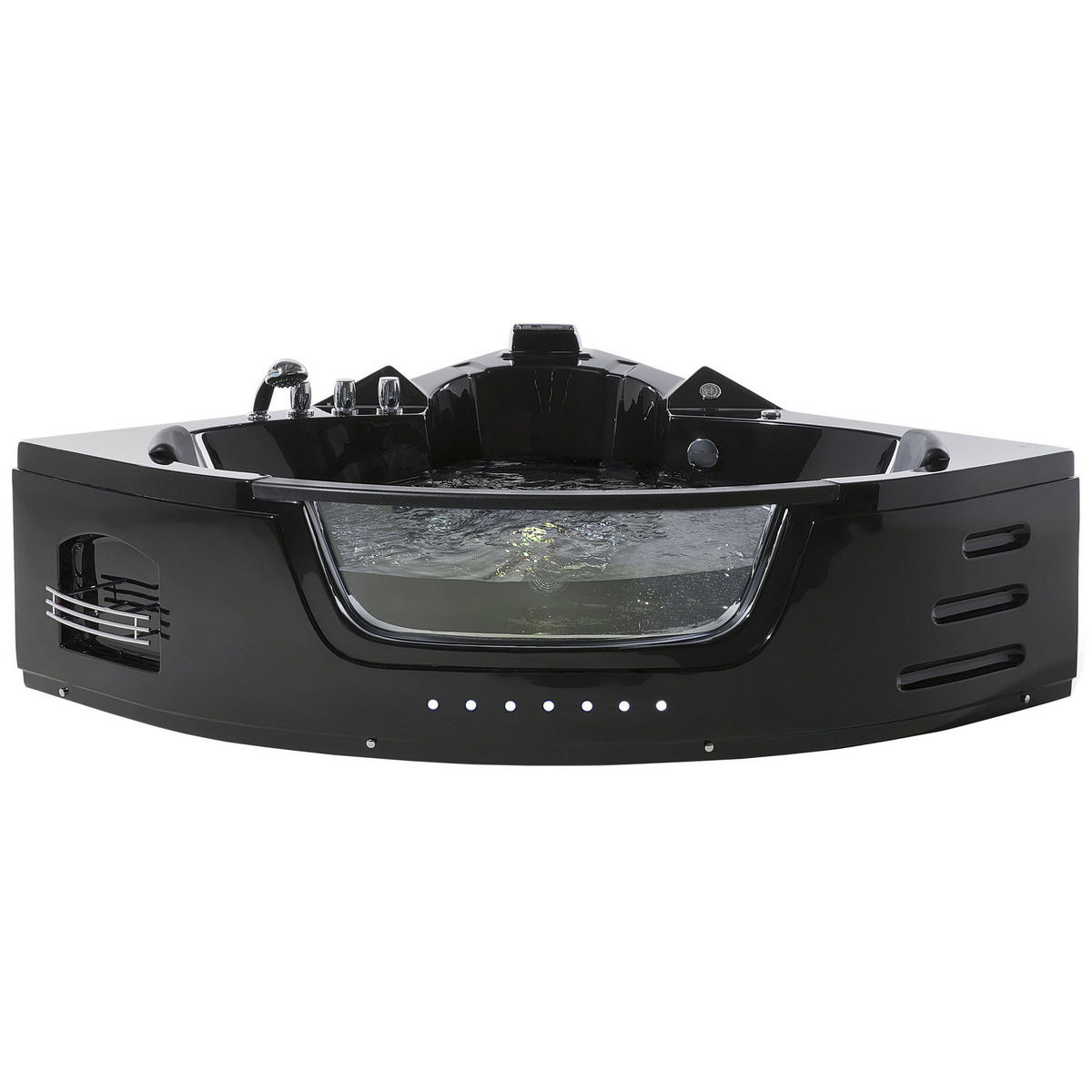 WHIRLPOOL-BADEWANNE mit LED 155x214x60 cm schwarz Martinica - Schwarz, Kunststoff (155/60/214cm) - Beliani