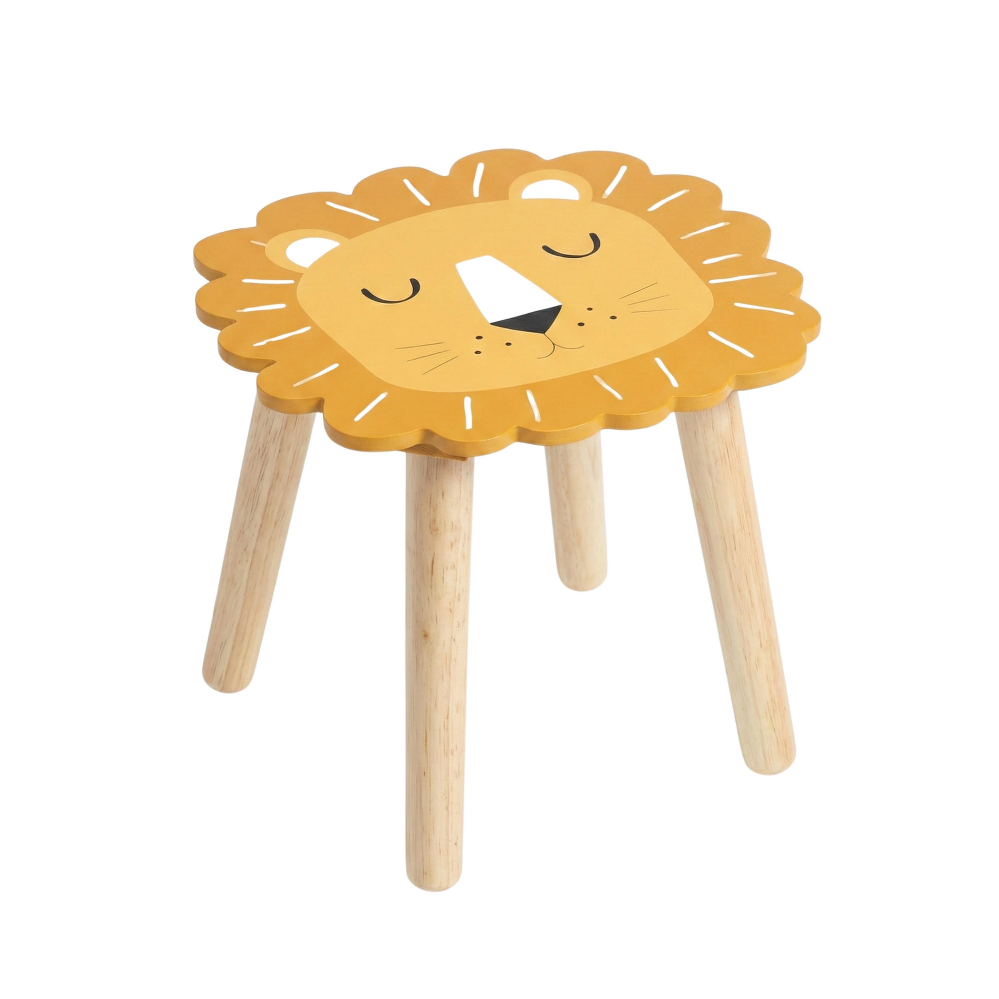 KINDERHOCKER aus Holz mit Tiermotiv Safari 28/28/27 cm - Orange, Holzwerkstoff (28/27/28cm) - Home Styling Collection