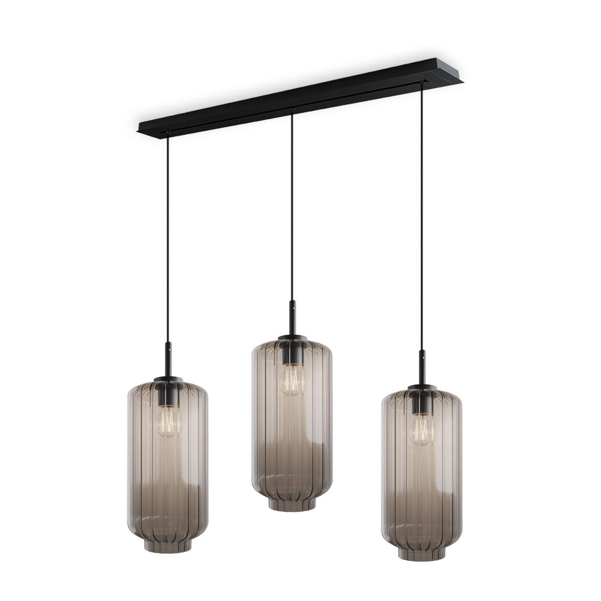 HÄNGELEUCHTE Velo 3-flammig Klar Ø 18cm - Klar/Schwarz, Glas (18/18/33cm) - s.luce