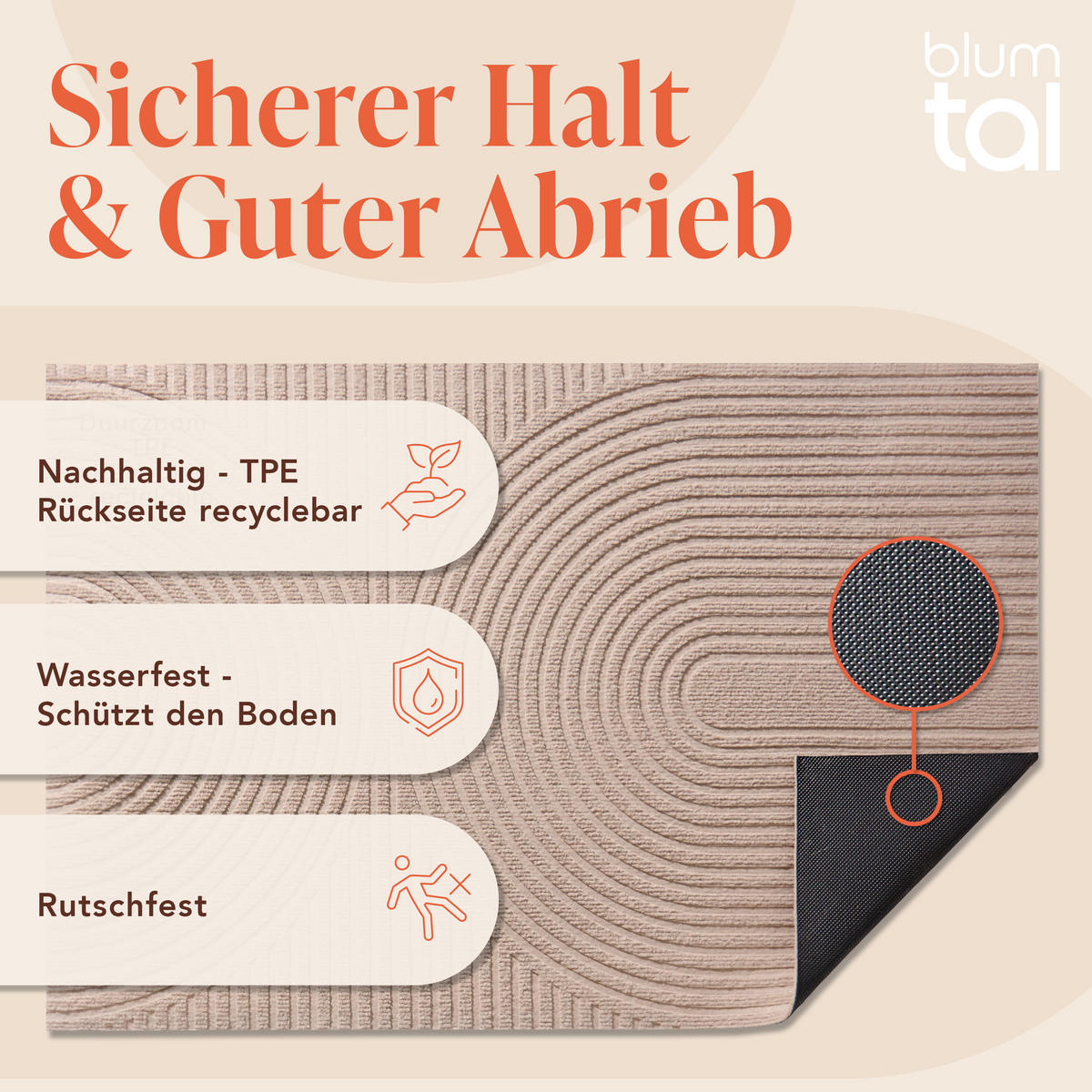 FUSSMATTE 40/60 cm Beige - Beige, Textil (40/60cm) - Blumtal