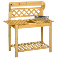 PFLANZTISCH mit ausziehbarer Tischplatte, 2 Ablagefächern, 92 x 45 x 120 cm, Braun - Braun, Holz (92/45/120cm) - Outsunny