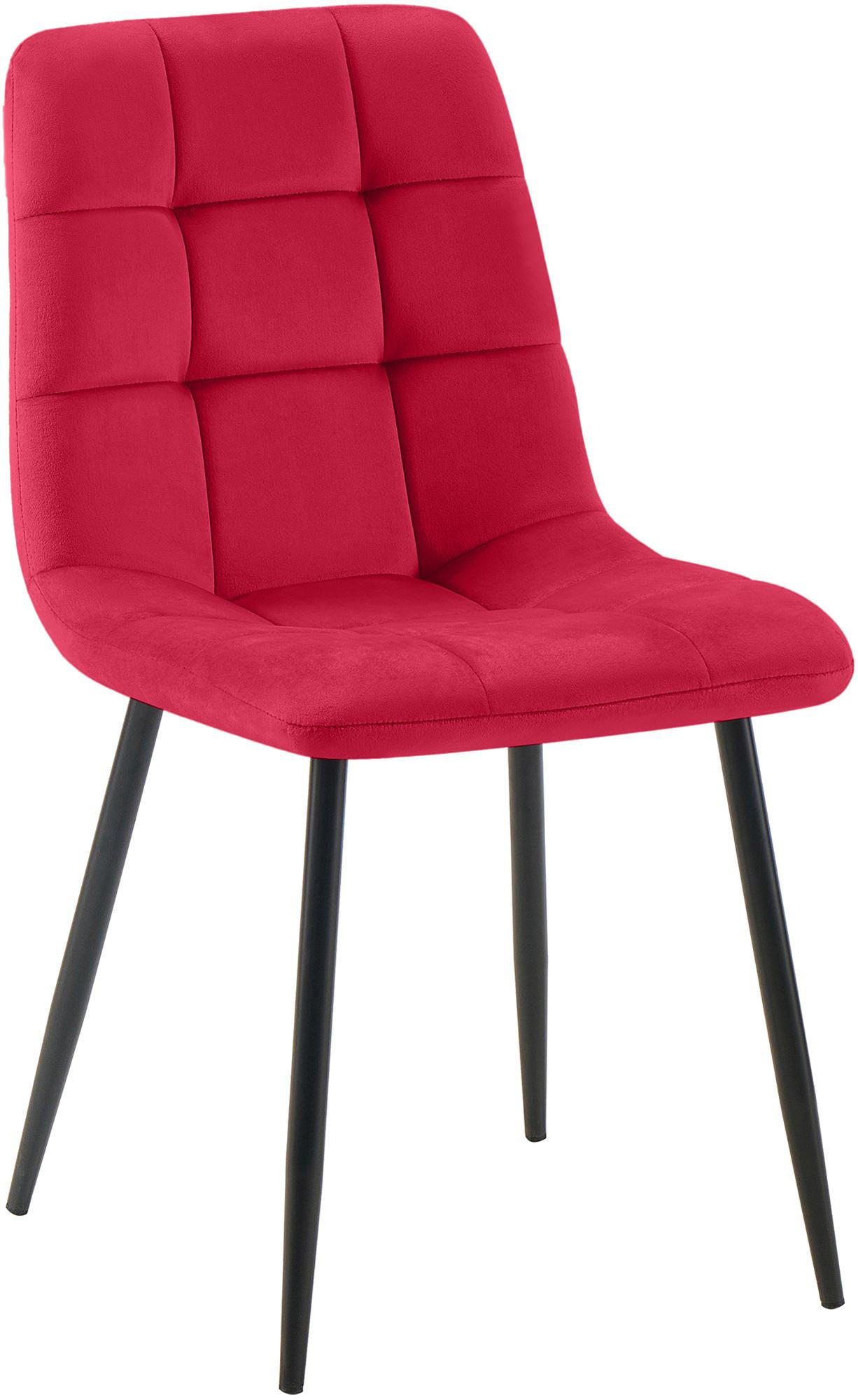 STUHL Samt Rot - Rot, Textil/Metall (45/84/55cm) - CLP