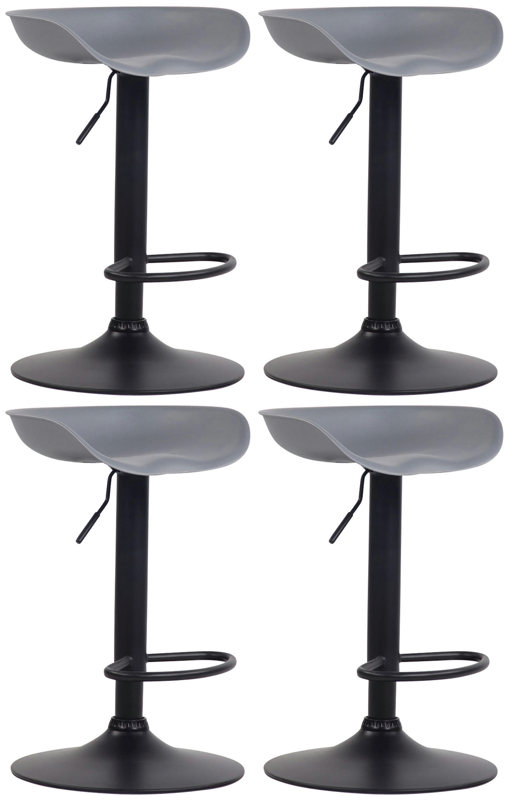 BARHOCKER 4er Set Kunststoff grau - Schwarz/Grau, Kunststoff/Metall (52/67/43cm) - CLP