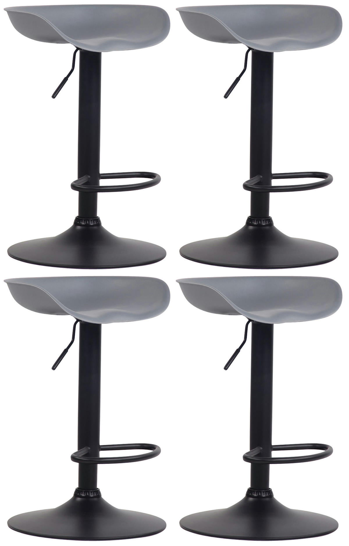 BARHOCKER 4er Set Kunststoff grau - Schwarz/Grau, Kunststoff/Metall (52/67/43cm) - CLP