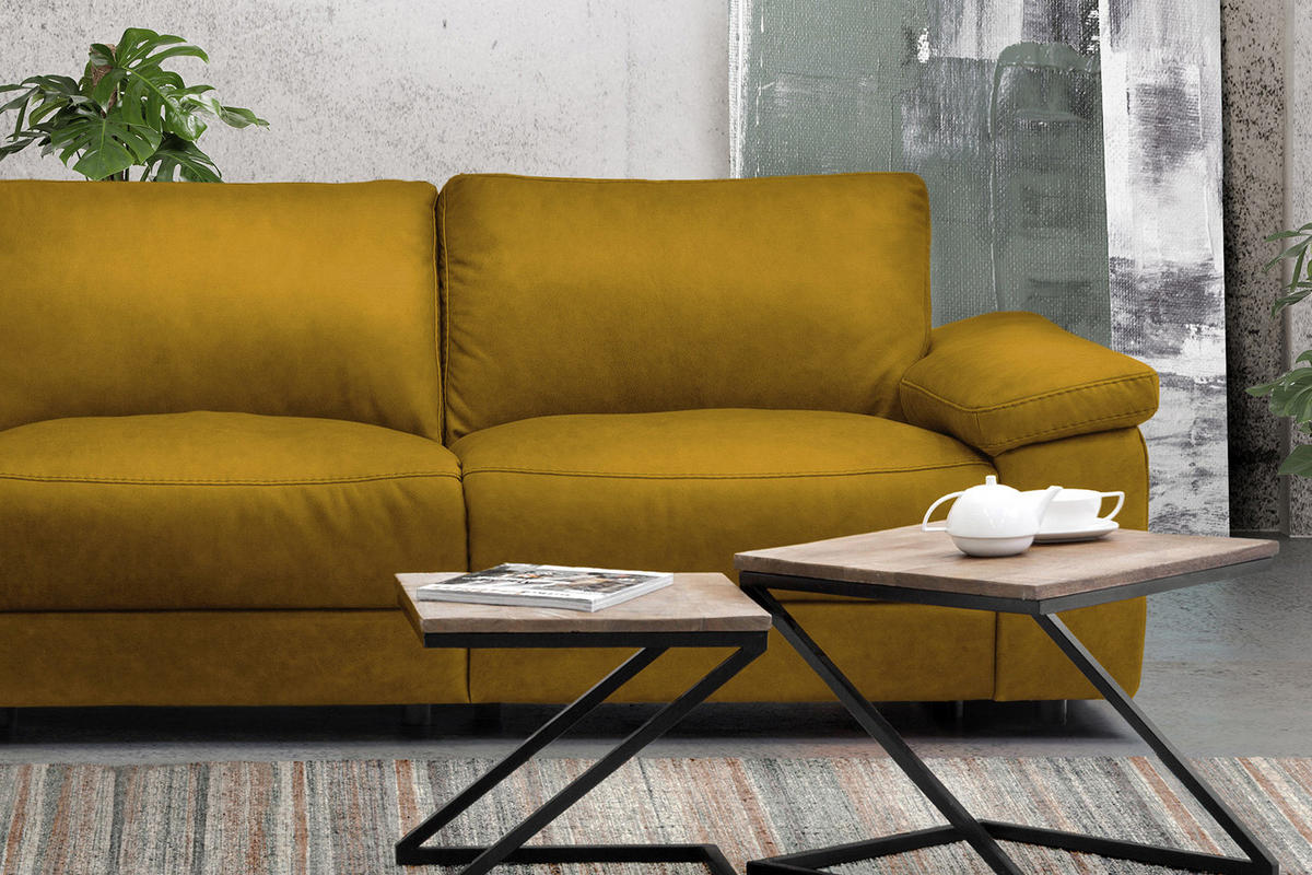 ECKSOFA XL MOTOR. RELAXFUNKTION LOLA Gelb Webstoff - Gelb/Schwarz, Textil (304/178cm) - KAWOLA