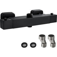 DUSCHTHERMOSTAT Schwarz mit 38°C Sicherheitstaste - Schwarz, Metall (10/8/38cm)