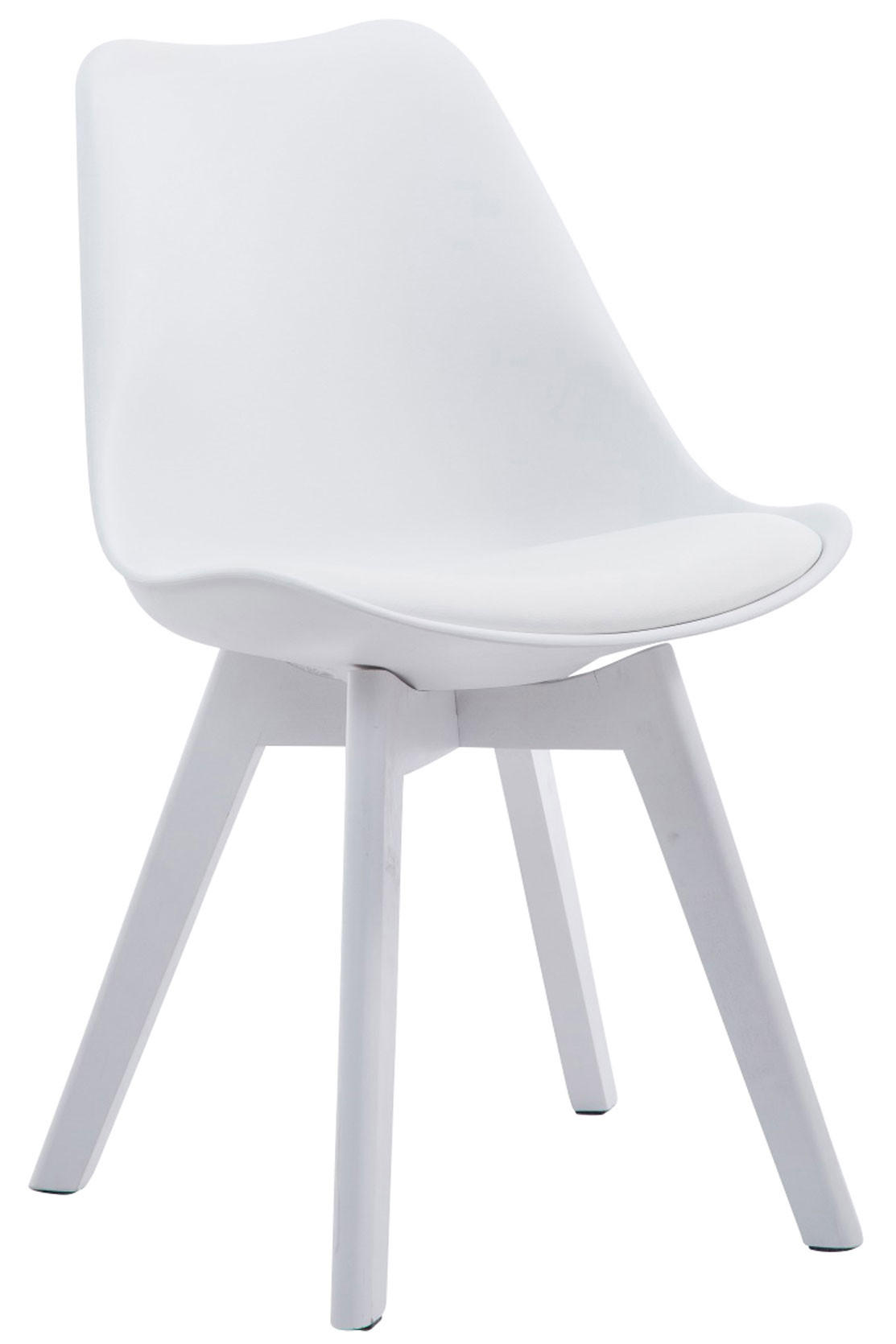 STUHL Lederlook weiß - Weiß, Holz/Textil (48/84/41.5cm) - CLP