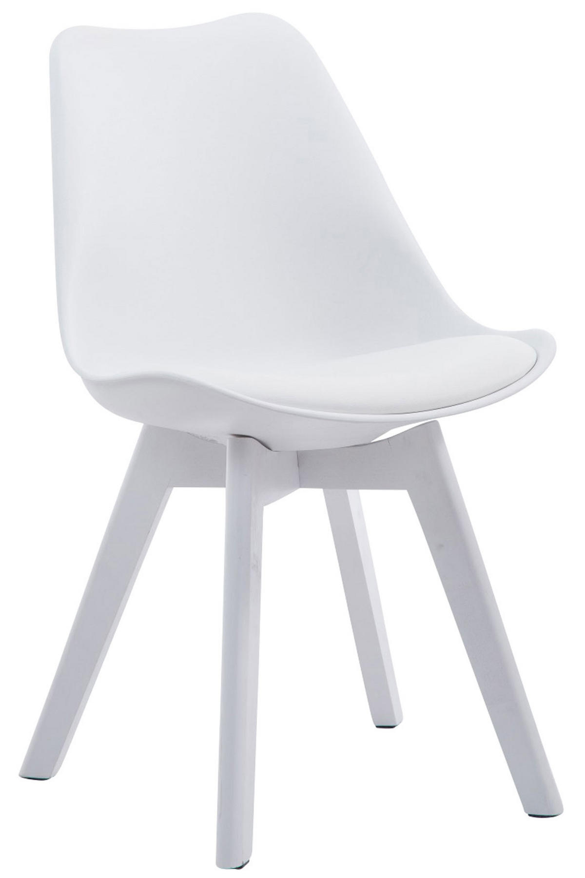 STUHL Lederlook weiß - Weiß, Holz/Textil (48/84/41.5cm) - CLP